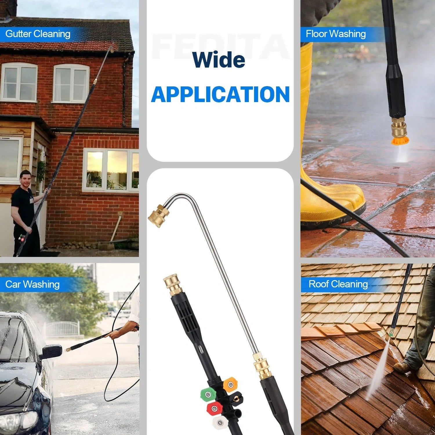 Premium high-pressure gutter cleaner with 110-inch stainless steel rod for efficient drain, gutter, and eaves cleaning