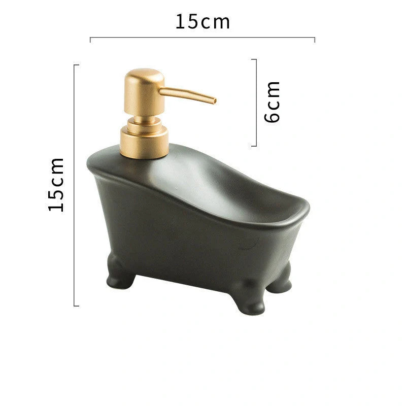 Ceramic hand sanitizer shower gel dispenser with elegant marble pattern design