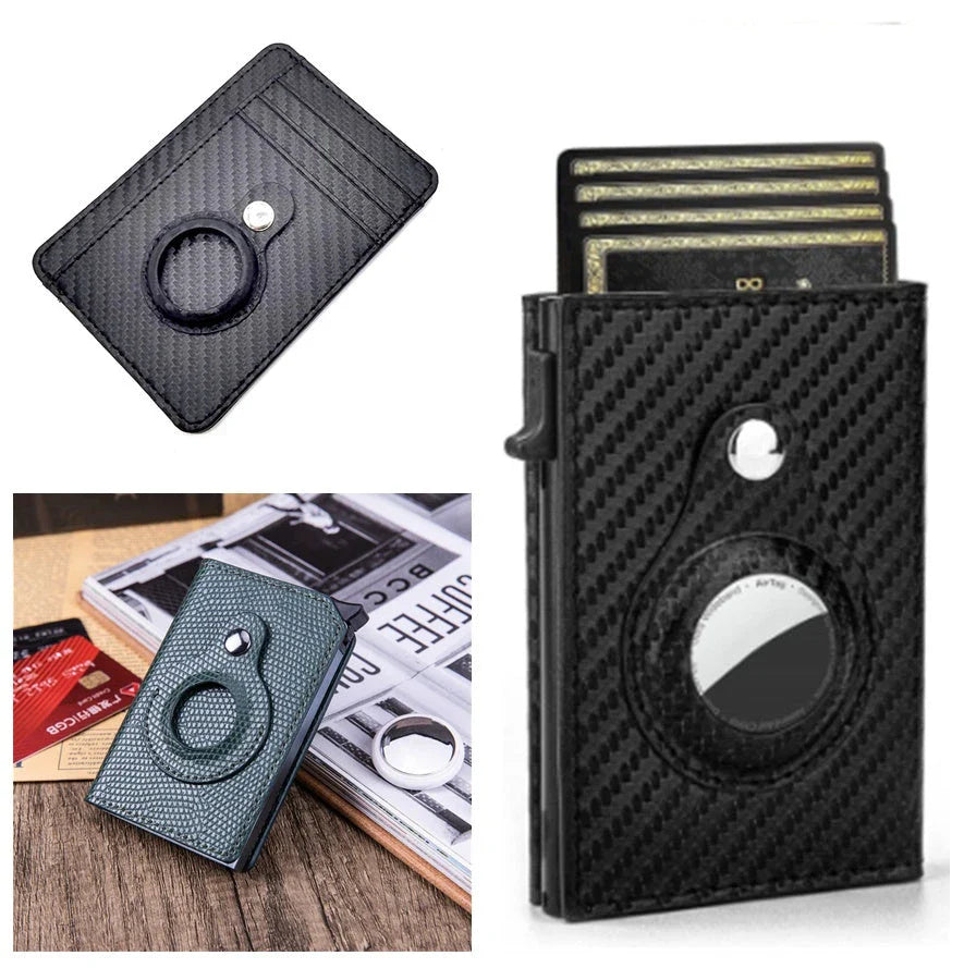 Sleek RFID-blocking wallet made of durable PU leather with multiple interior compartments and an AirTag pocket for secure everyday carry
