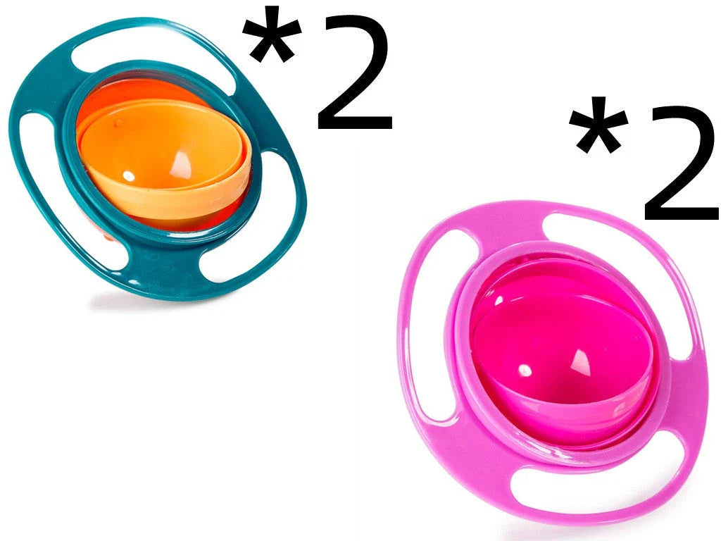 Rotating 360-degree spill-proof tableware bowl in vibrant colours