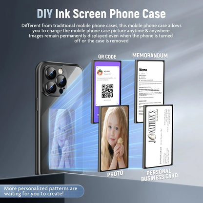 Custom NFC Ink Screen Flip Phone Case for iPhone 15 Pro and Pro Max in black and purple