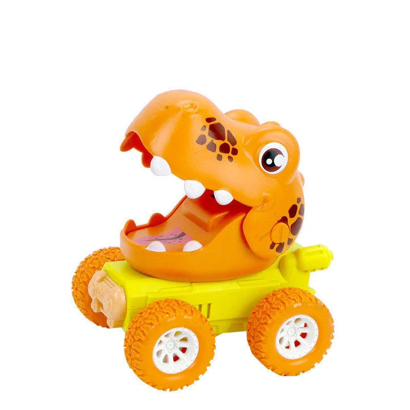 Dinosaur and animal themed push and slide toy car for kids, encouraging active play and imagination.