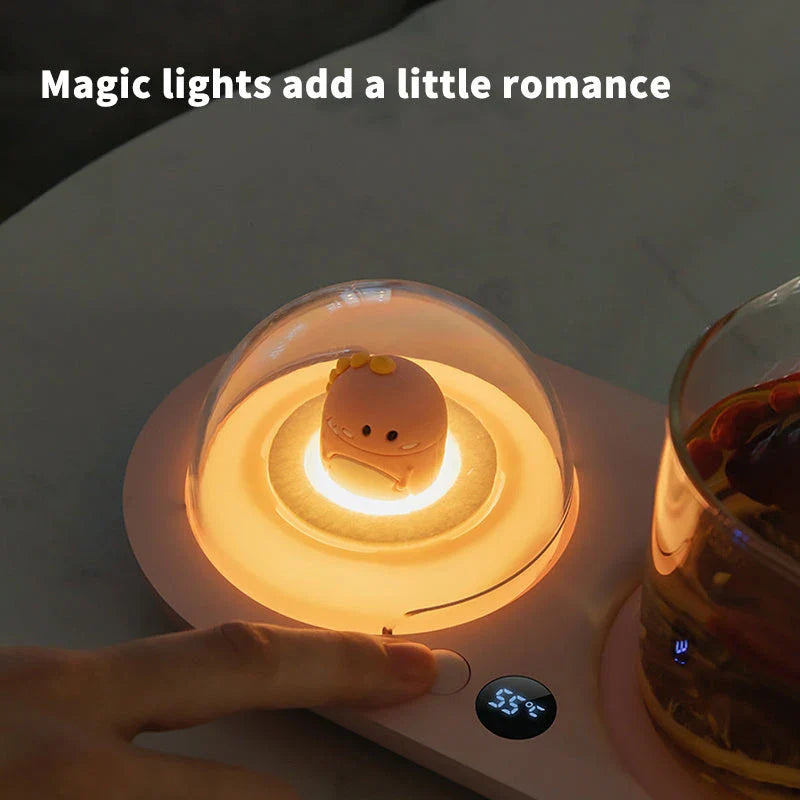 Cosy Hot Cup Warmer with PTC heating technology, temperature control, aroma diffuser, and night light features