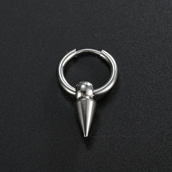 Stainless steel triangular hoop earrings in white, black, and gold options