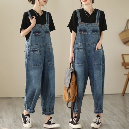 Fashionable denim strap trousers for women in light blue, featuring a tight-fitting Renaissance-inspired design and premium polyester construction