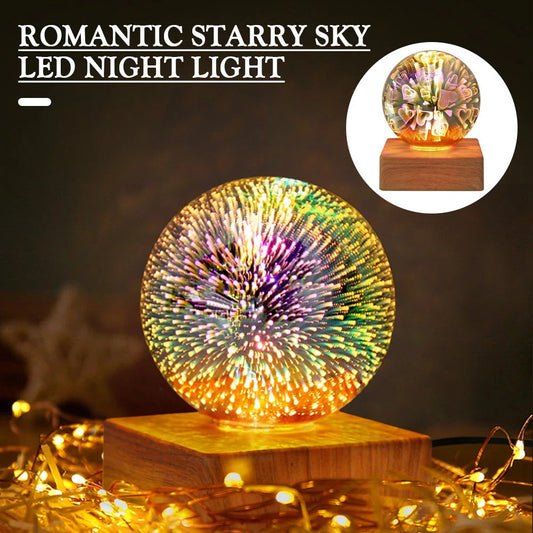 USB 3D Firework Crystals Ball Night Light with starry sky effect