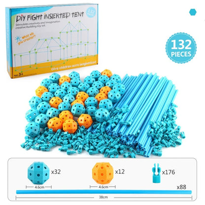 Kids DIY 3D Construction Fort Building Kit with sticks and balls for creative play