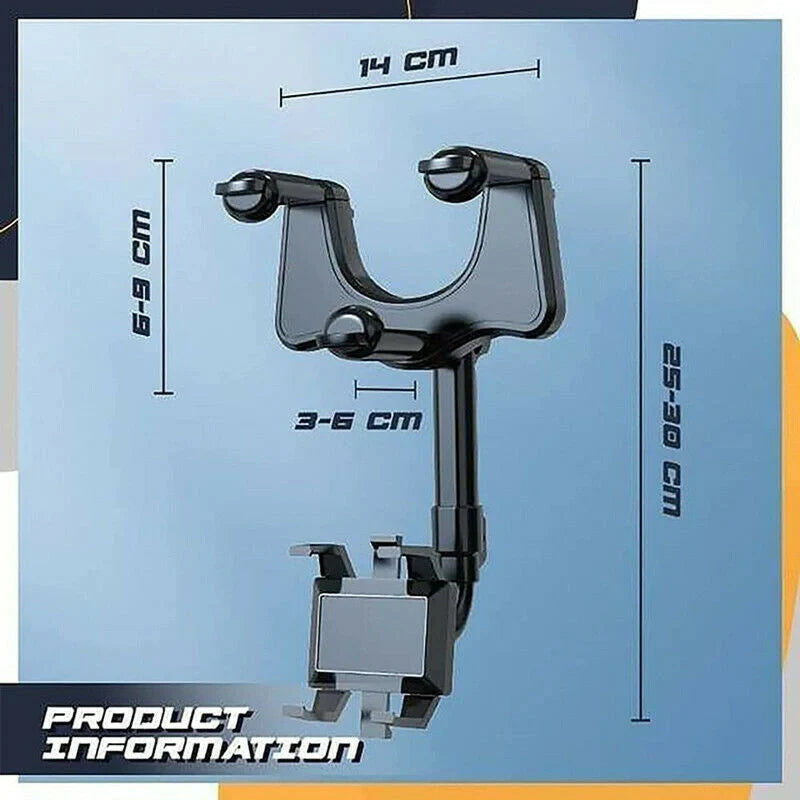 Black car rearview mirror swivel navigation bracket for secure device mounting