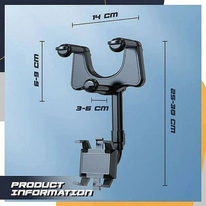 Black car rearview mirror swivel navigation bracket for secure device mounting