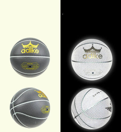 Luminous glow-in-the-dark basketball with reflective design for night games and outdoor activities