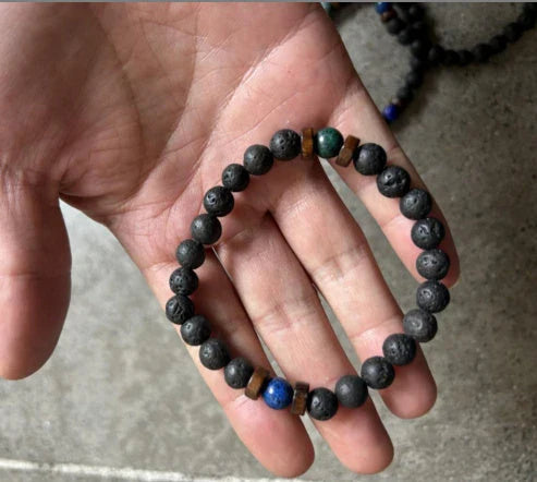 Stylish volcanic stone bracelet in various colors and designs for men