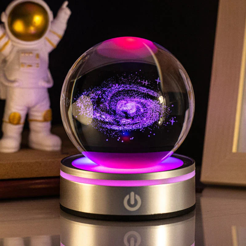 Captivating 3D crystal night lamp with intricate patterns and warm, soothing LED illumination for enchanting home decor