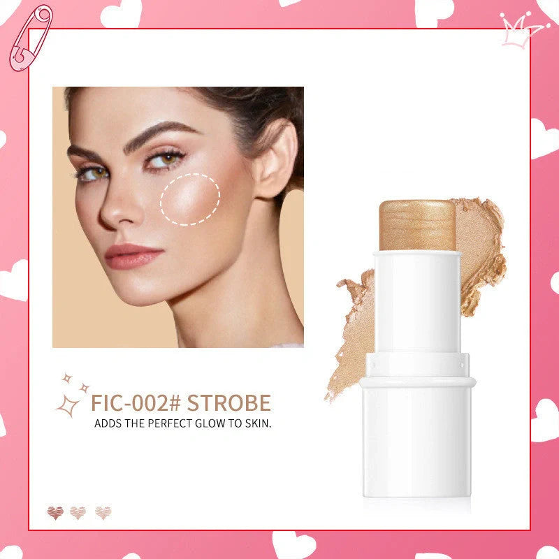 Multifunctional 3-in-1 highlighter pen for face, eyes, and lips in compact design