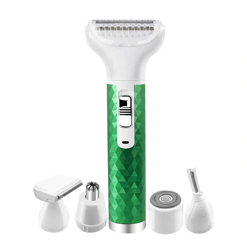 Portable electric razor for women with five interchangeable heads
