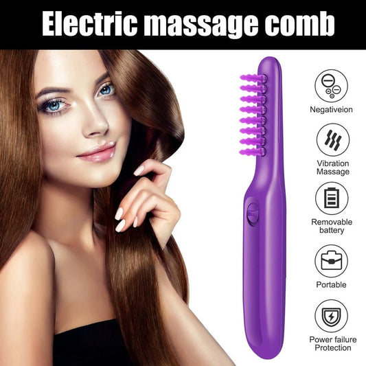 Purple electric detangling brush with scalp massage feature