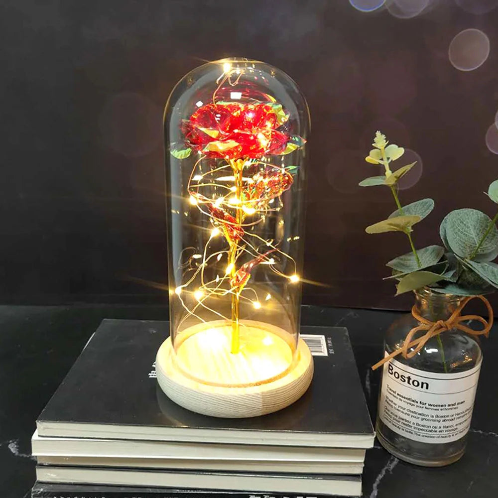 Immortal simulation rose with luminous LED ornament in various colours for wedding and party decor