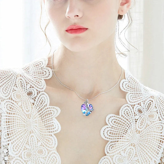 Elegant Love Pink Amethyst Crystal Necklace with heart-shaped pendant