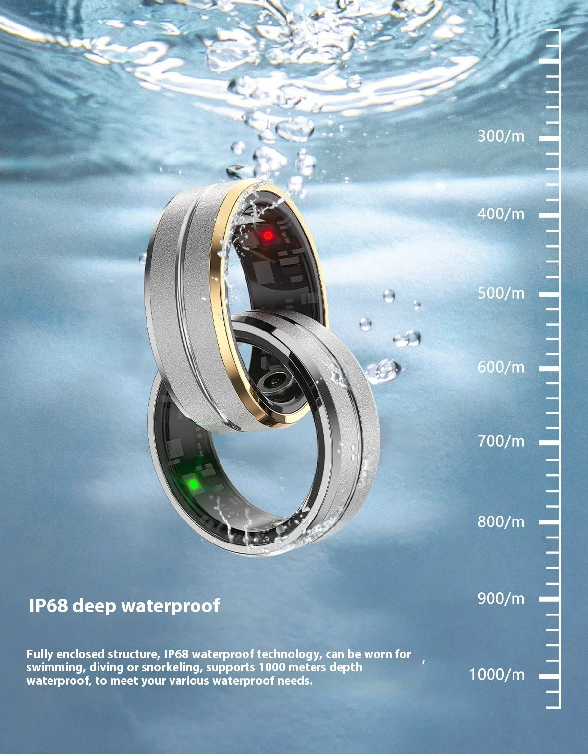2024 Smart Ring in various colors and sizes with health monitoring features
