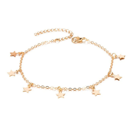 Retro Heart Anklet with Adjustable Chain - Durable Alloy Anklet in Golden, Silver, and Silvery Designs