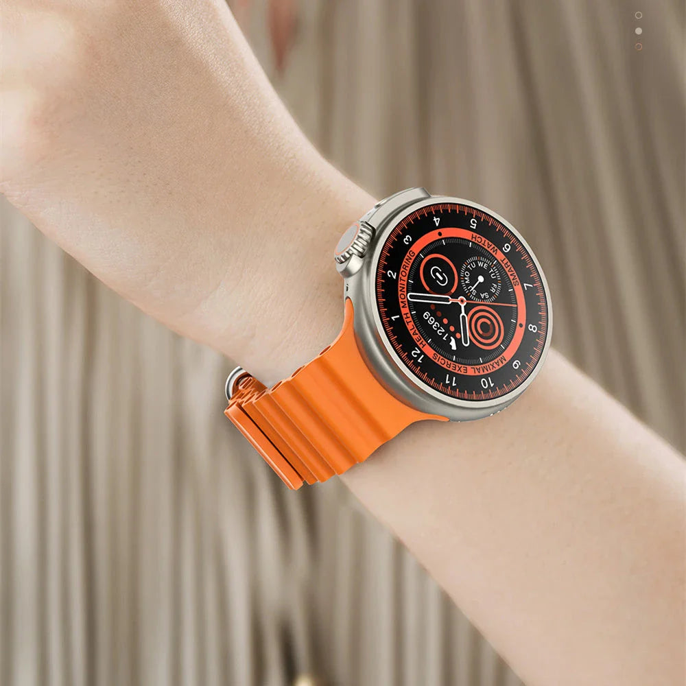 New K9 Smart Watch with 1.39-inch round screen, wireless charging, NFC payment, and comprehensive health monitoring features