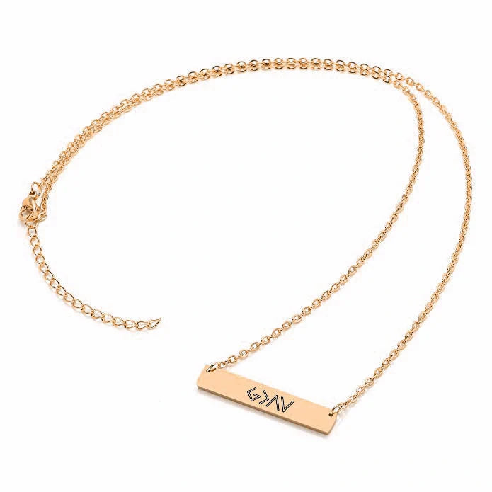 Elegant women's horizontal bar pendant necklace in gold and rose gold
