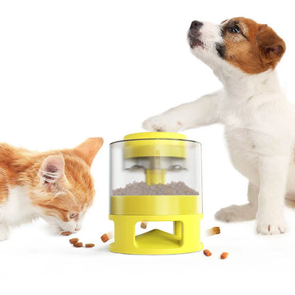 Bullet-shaped pet feeder with anti-slip base and slow feeding design for dogs and cats