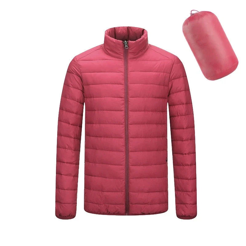 Men's insulated hooded jacket in various colors and styles with adjustable hood and zippered pockets