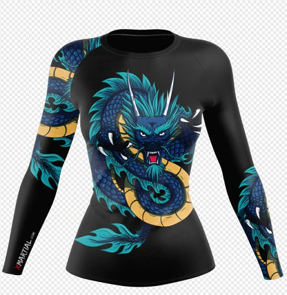 Women's Blue Dragon Long Sleeve Top by XMARTIAL - stylish and comfortable athletic wear