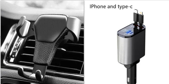 Ultra-Fast 100W Car Charger with Retractable Cable and Adjustable Connector for Rapid Smartphone, Tablet, and Laptop Charging