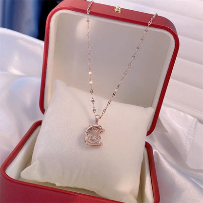 Valentine's Day titanium steel perfume bottle pendant necklace with zircon detail