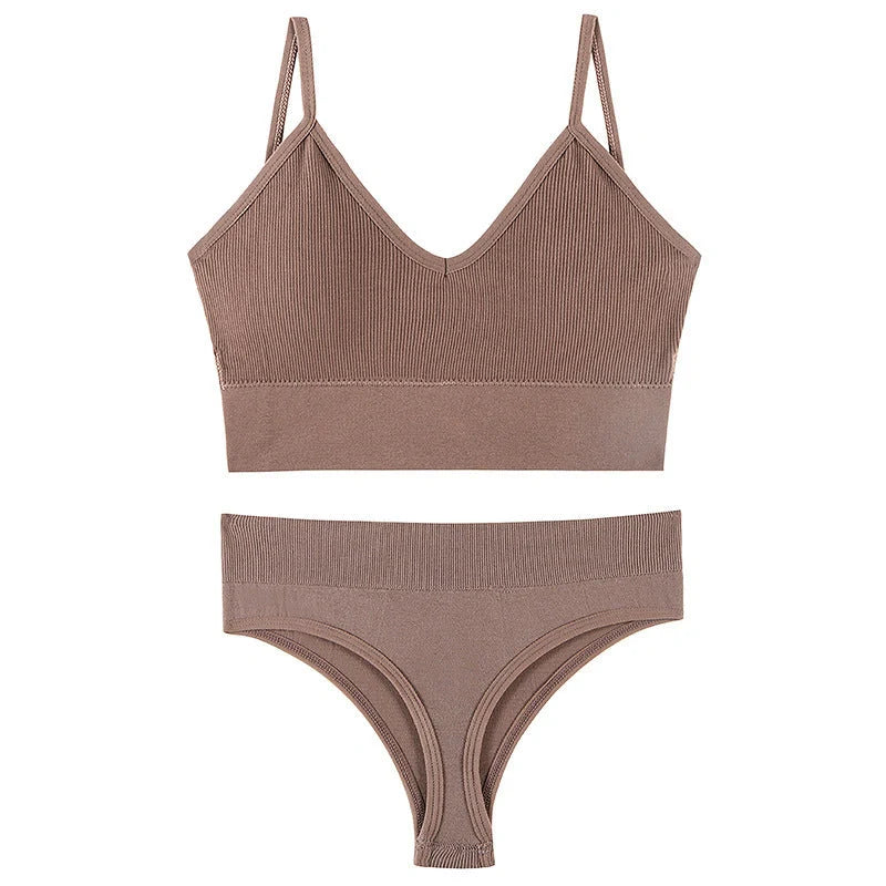 Wireless French triangle cup bra set for small chest push-up in various colours