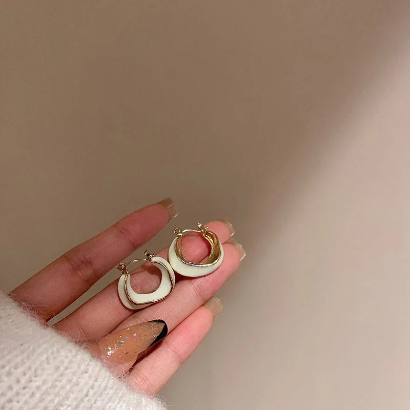 Dripping glaze geometric irregular round earrings in candy colours