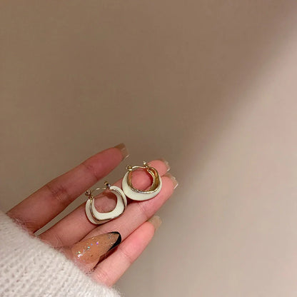Dripping glaze geometric irregular round earrings in candy colours