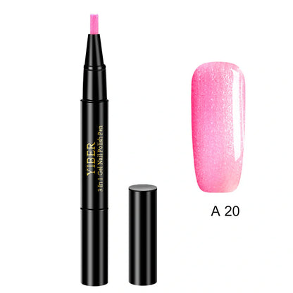 3-in-1 Gel Nail Varnish Pen with Glitter for easy one-step nail art