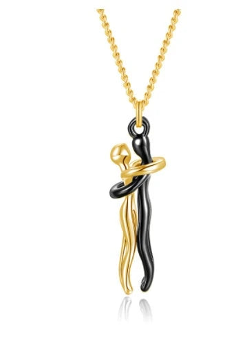 Stylish brass hugging couple necklace with minimalist design - a thoughtful Valentine's Day gift