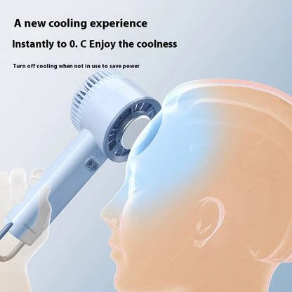 Powerful and portable handheld turbo fan with ice-cooling function for refreshing summer comfort