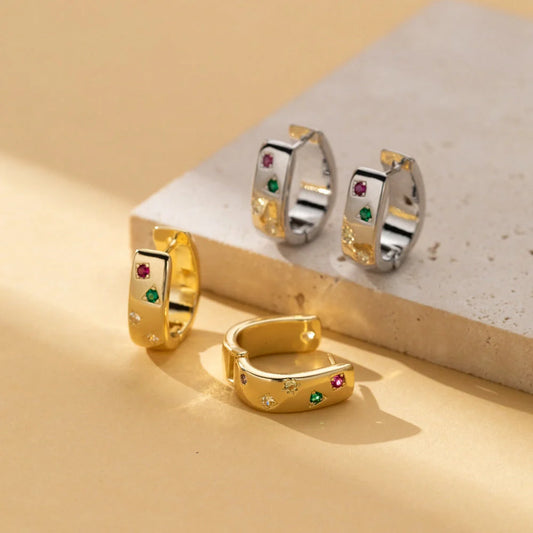 Elegant Multi-Colour Square Zircon Earrings for Women in gold and silver