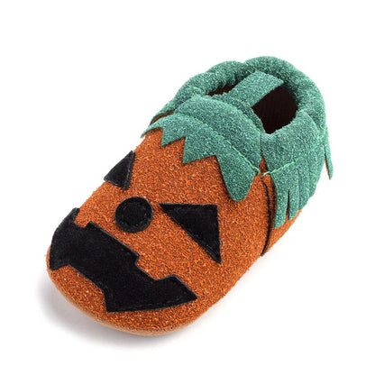 Adorable Halloween-themed pumpkin slip-on shoes for toddlers in vibrant yellow