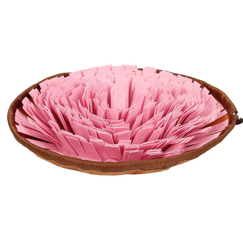 An interactive snuffle mat puzzle toy for dogs, designed to stimulate natural foraging behavior and relieve boredom