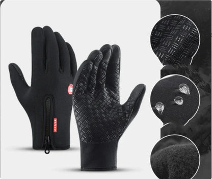 Warm, touchscreen-friendly motorcycle riding gloves made with cozy polar fleece lining for superior insulation and grip
