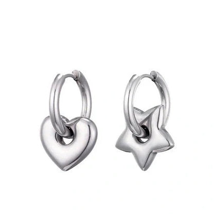 Elegant stainless steel earrings with a glossy finish, available in classic gold and silver tones.