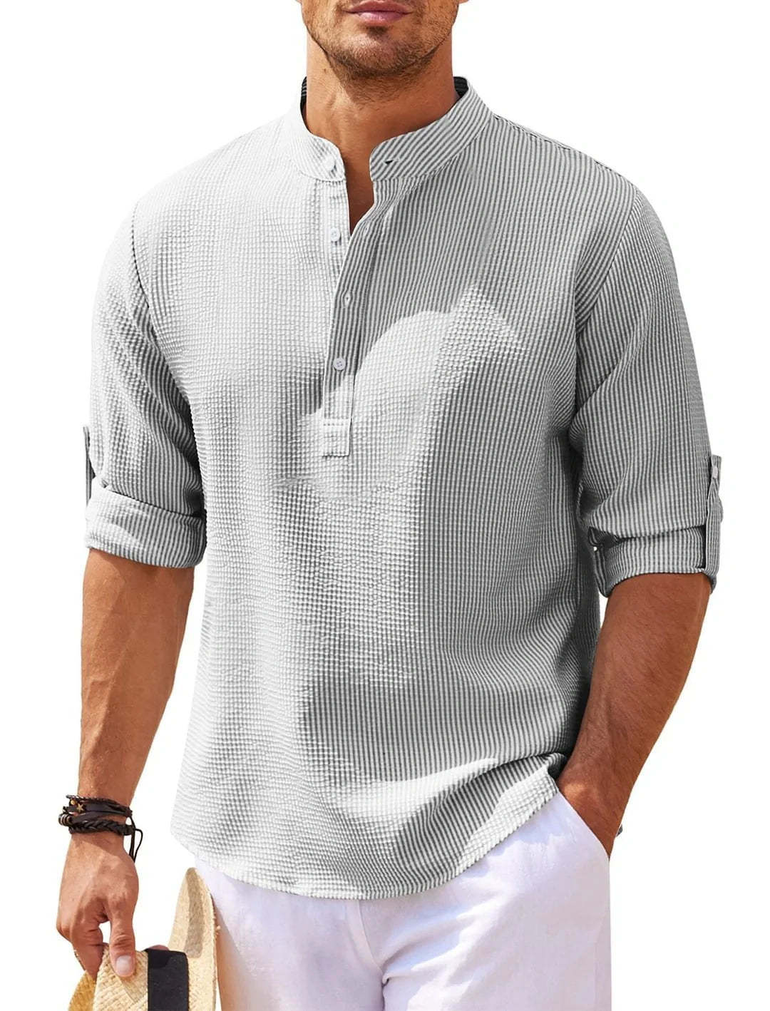 Premium casual cotton shirt in various colours with a stylish stand collar design