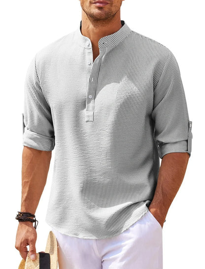 Premium casual cotton shirt in various colours with a stylish stand collar design