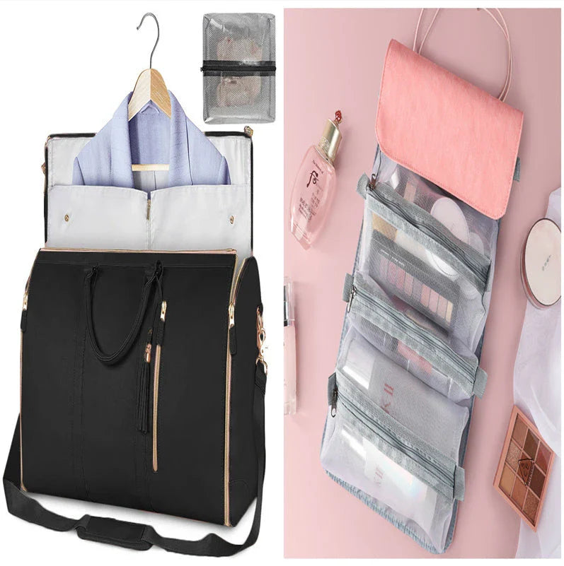 Versatile travel duffel bag for women with waterproof and foldable design, available in various color options