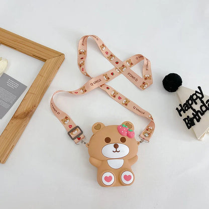 Kids' adorable strawberry bear shoulder bag for daily use