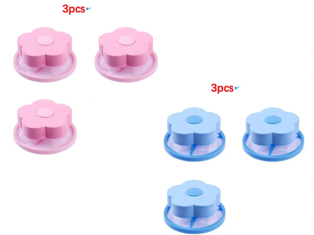 Flower-designed float filter for washing machine hair removal, 9.5cm by 4.0cm