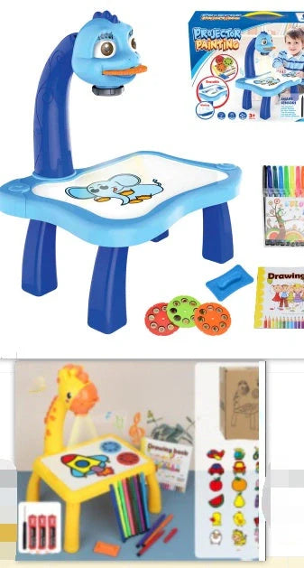 Children's magnetic projection drawing board with music function in blue and pink