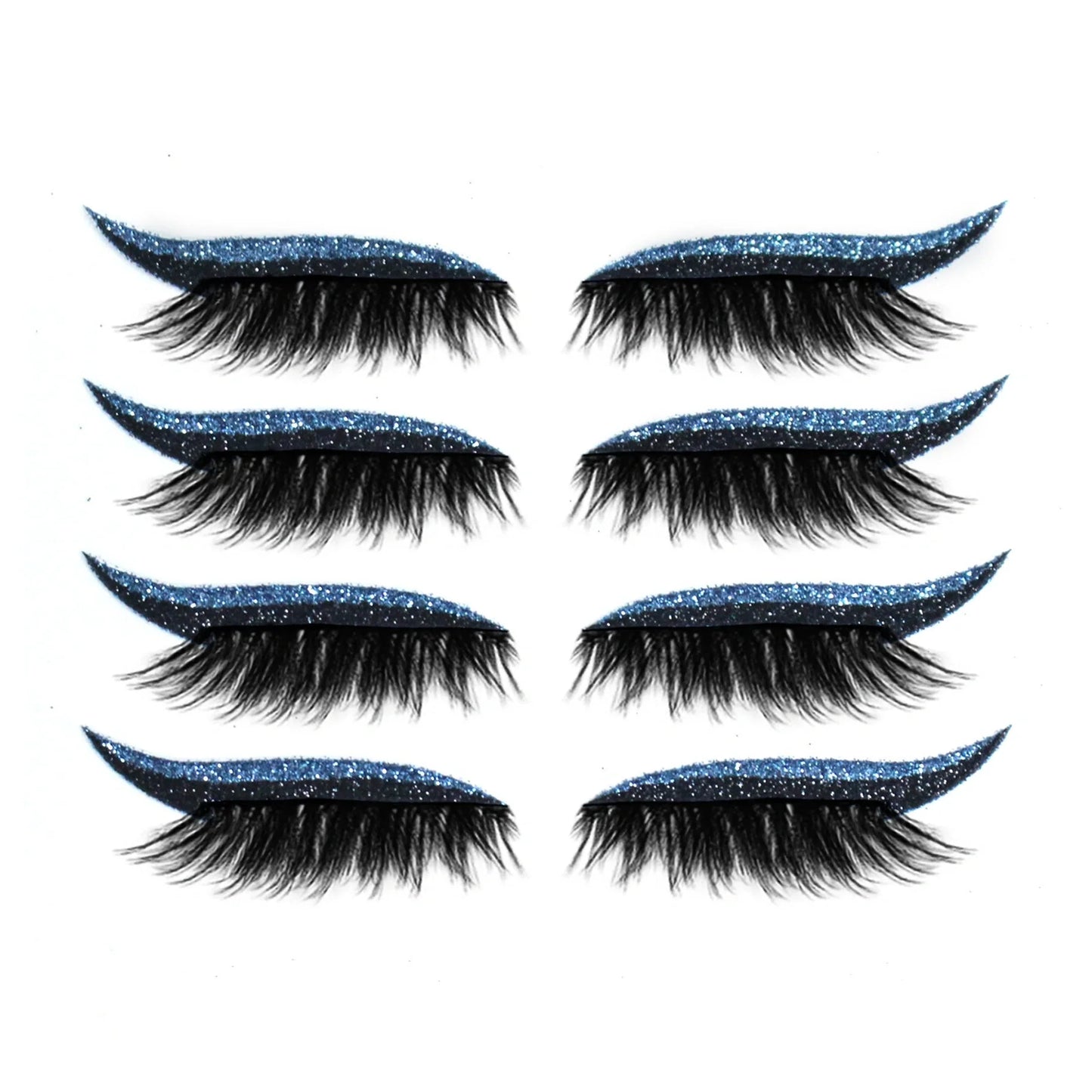 Glitter eyeliner stick and false eyelash set in various colours for eye makeup enhancement
