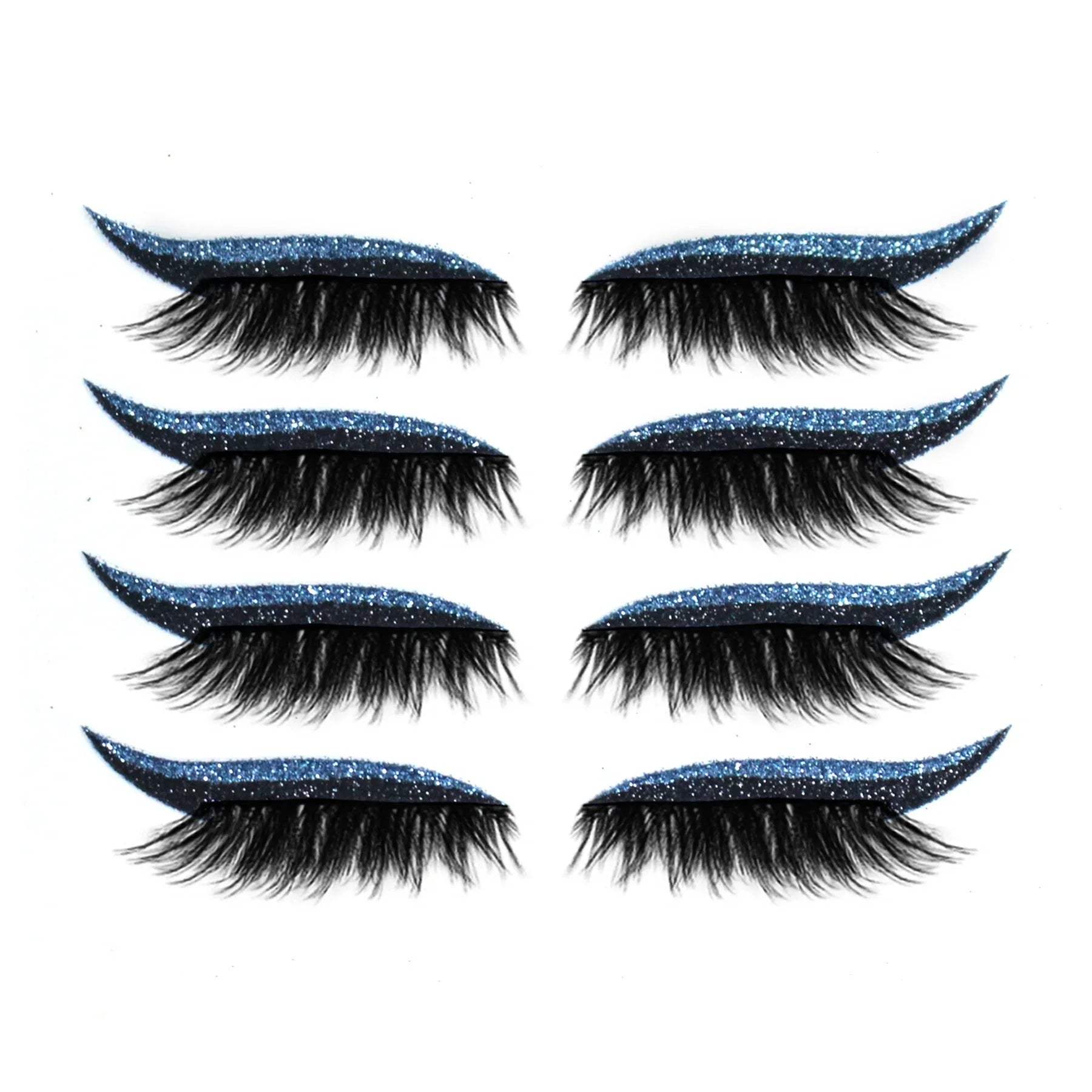 Glitter eyeliner stick and false eyelash set in various colours for eye makeup enhancement