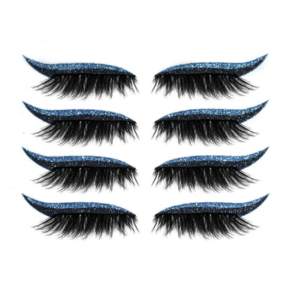 Glitter eyeliner stick and false eyelash set in various colours for eye makeup enhancement